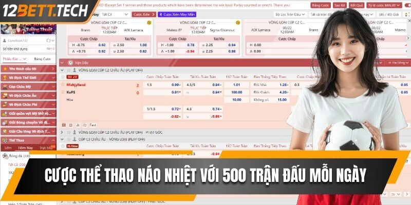 Cược thể thao náo nhiệt với 500 trận đấu mỗi ngày