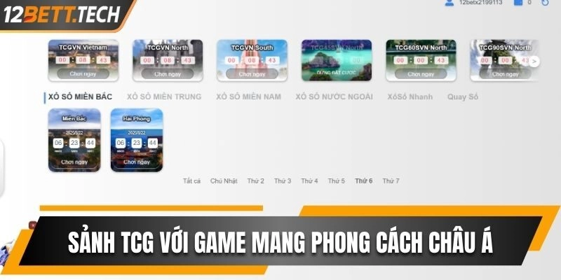Sảnh TCG với loạt trò chơi mang phong cách châu Á